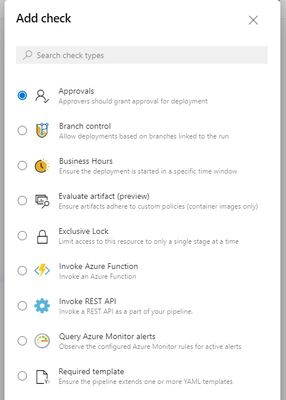Screenshot of the various approvals and gates available to an environment