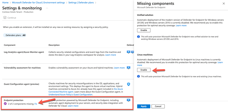 Enable Defender for Endpoint integration for Linux machines