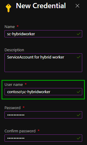 New credential wizard