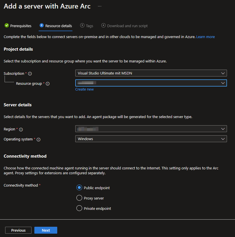 Add a server with Azure Arc