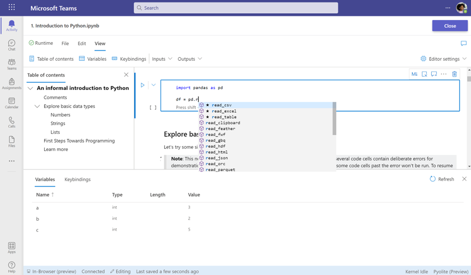 Intellicode and Intellisense support in python and notebook files