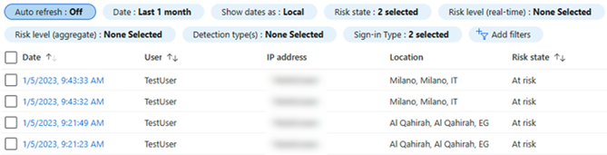 Figure 1: Risky sign-ins report
