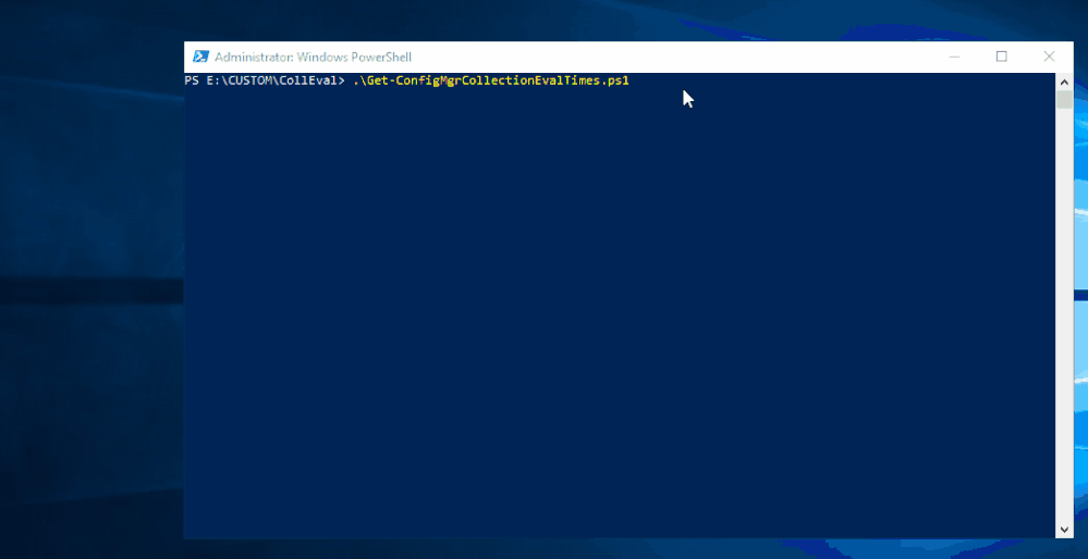 Screenshot: Script started without parameters