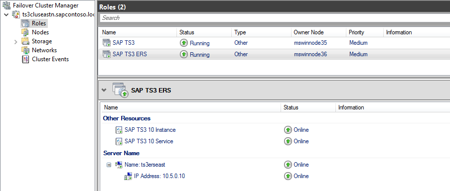 Start ASCS and ERS cluster role