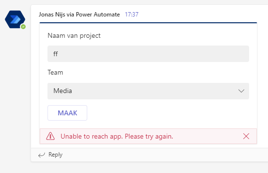 Teams adaptive card, unable to reach app | Microsoft Community Hub