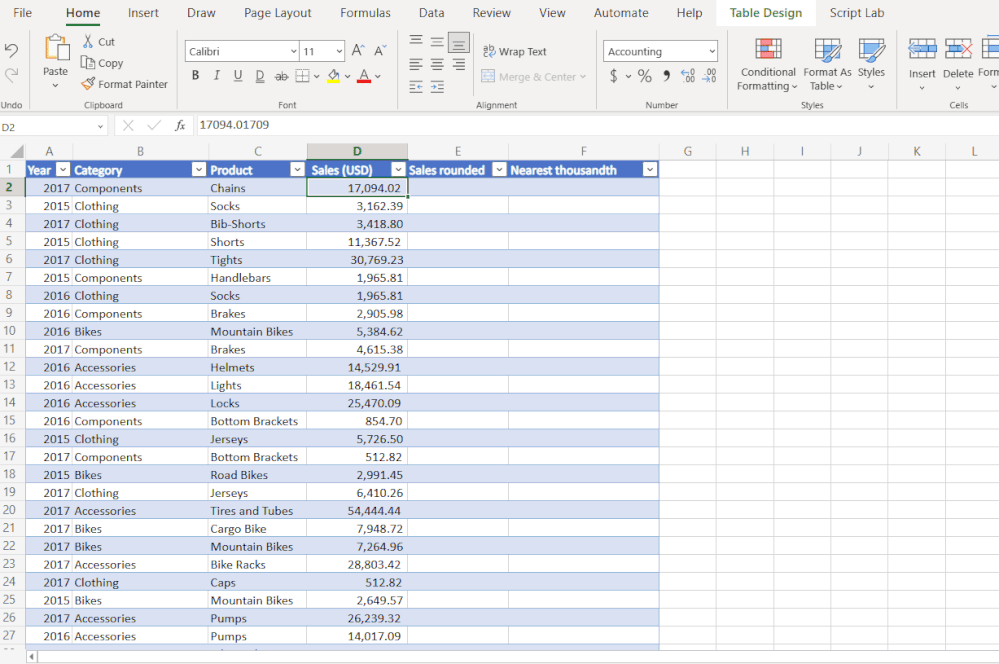 Rounding numbers using Formula by Example