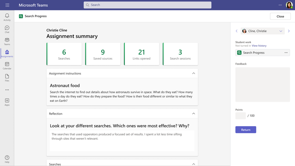 Search Progress - Educator review experience