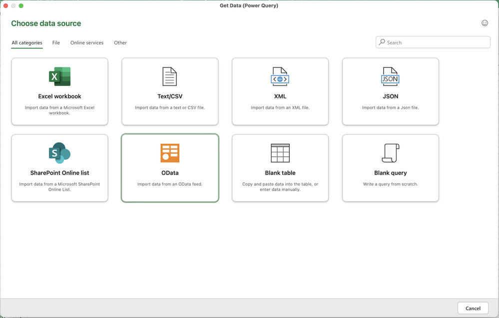 Import data from additional sources using Power Query