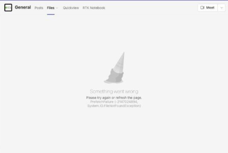 In Files tab getting Prefetch failure error | Microsoft Community Hub