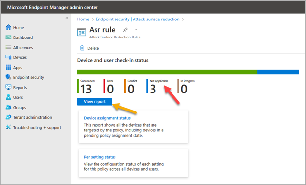 A screenshot of an example policy report view.