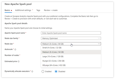 Synapse Spark cluster configuration