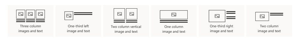Section templates available in SharePoint sites