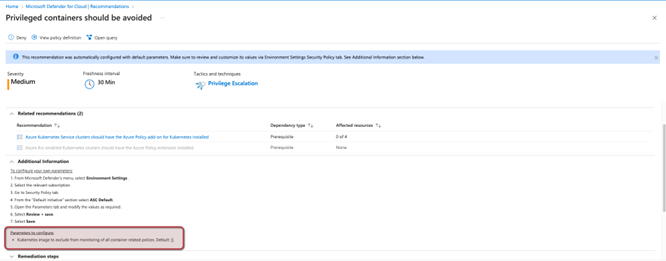 Figure 4. Additional information section for "Privileged containers should be avoided"