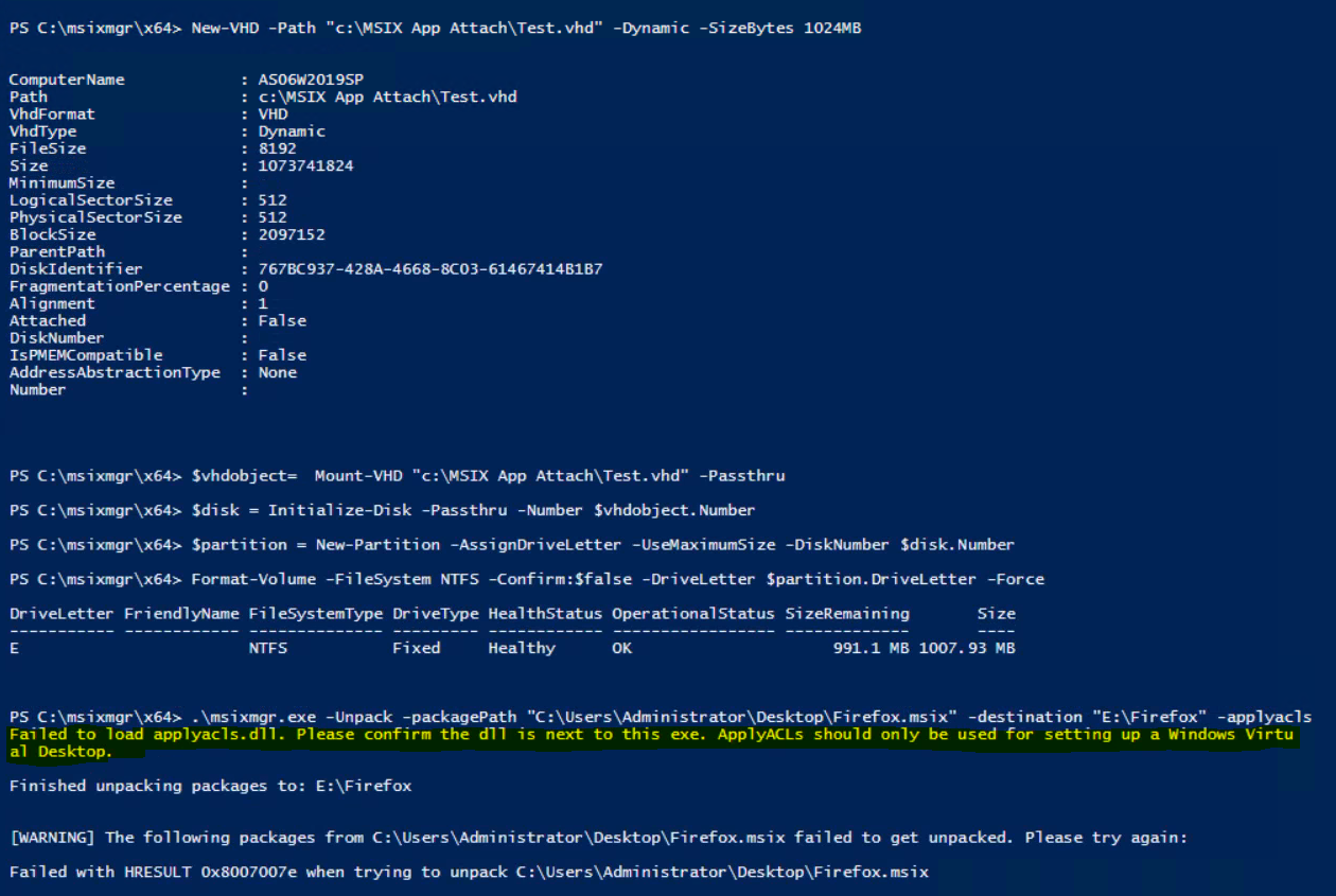 Error while running msixmgr.exe -unpack cmdlet during MSIX App Attach ...