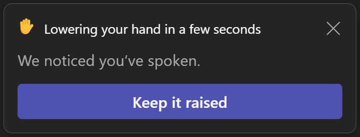 Automatic lowering of Raised Hand after speaking in Teams meetings ...