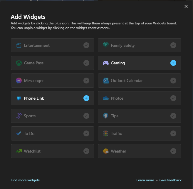Phone Link Widget