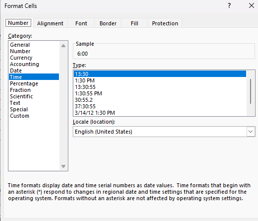 Preformatted to TIME, for the totals