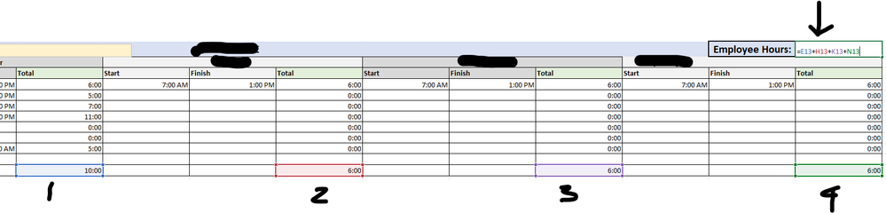 The cells for the complete total to add together. Gives the wrong number