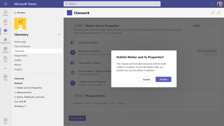 Publishing a module to share with students