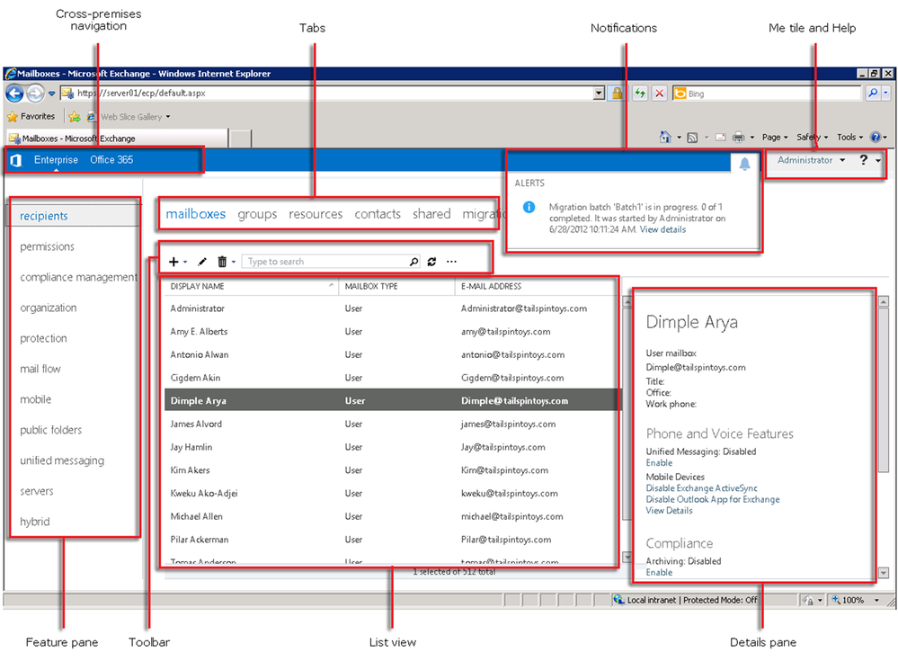 Exchange admin center in Exchange Server 2013