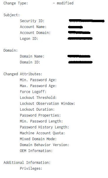 Event ID 4739 - no change at Change Atrtibutes | Microsoft Community Hub
