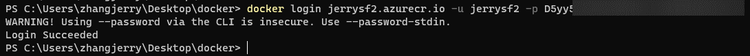 Docker login command result