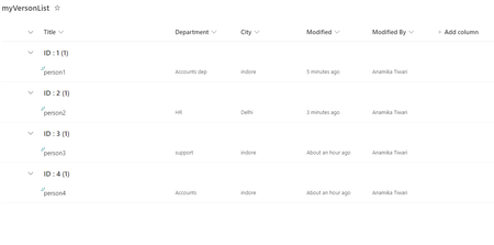 Display all the versions of list items | Microsoft Community Hub