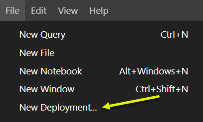 Screenshot of New Deployment... menu option