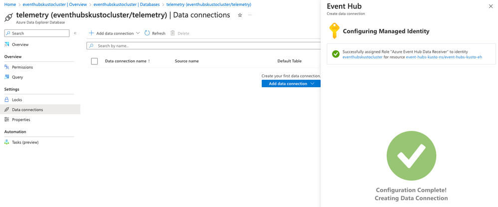 ADX data connection created