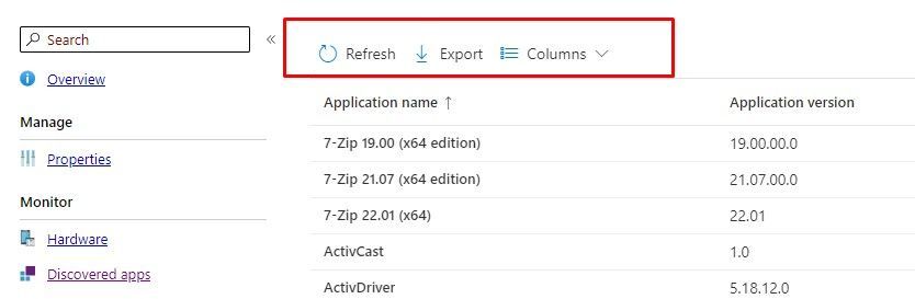 Intune portal devices discovered apps no Search option | Microsoft ...