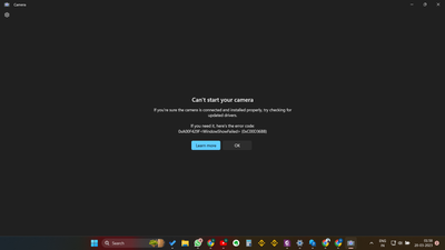 Error : Can't start camera