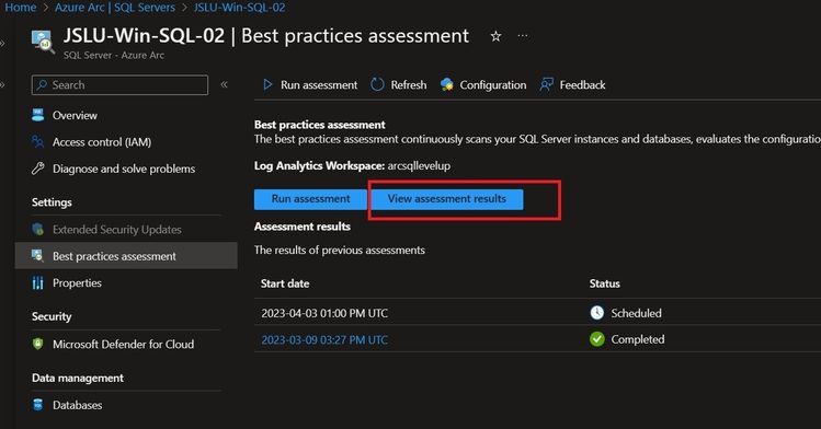 Best practices assessment for Azure Arc Enabled SQL Server
