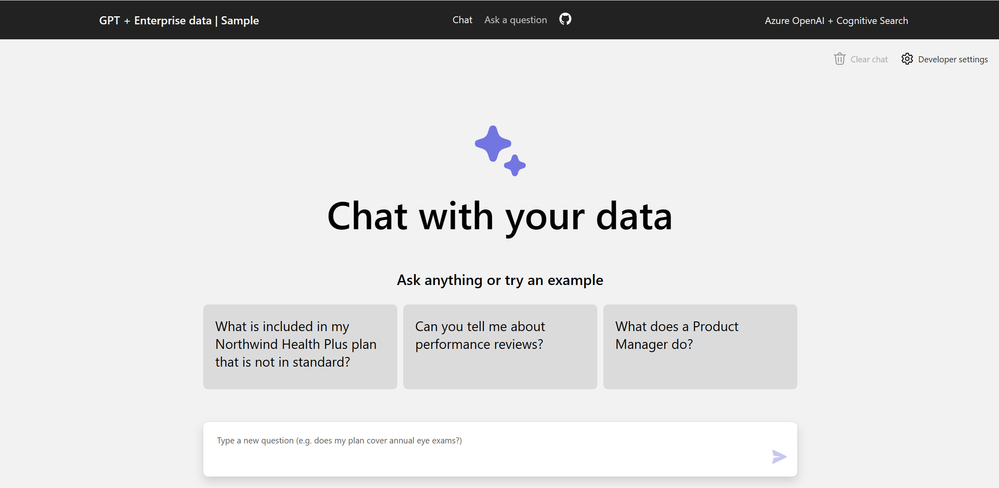 A screenshot of the solution you can create at https://github.com/azure-samples/azure-search-openai-demo