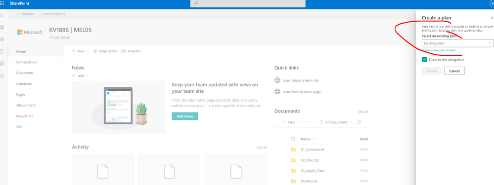 Unable to add from existing in the sharepoint site.png