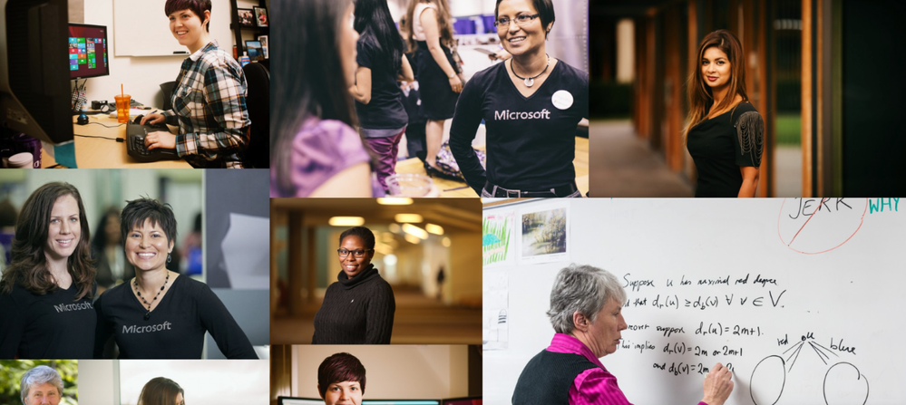 An image of a collage of women working at Microsoft.