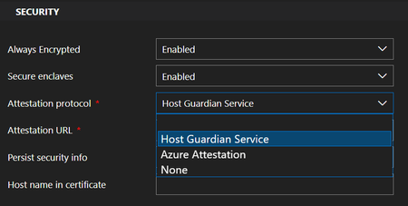 Screenshot of Connection Security options