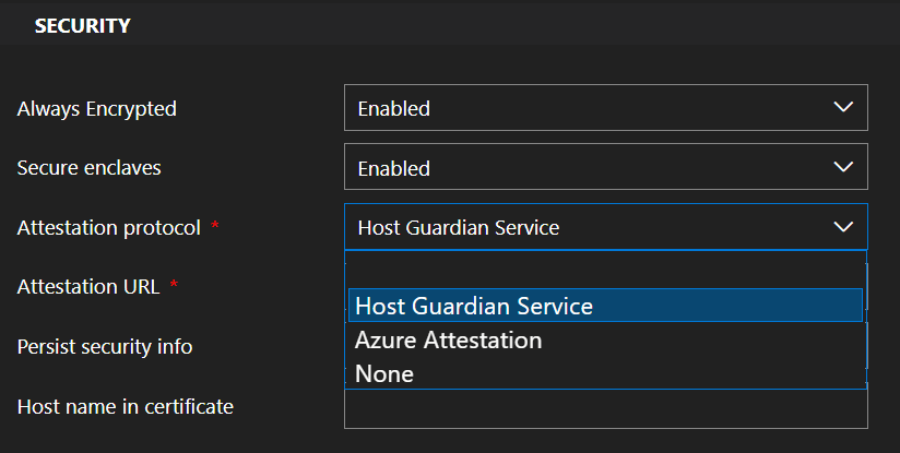 Screenshot of Connection Security options