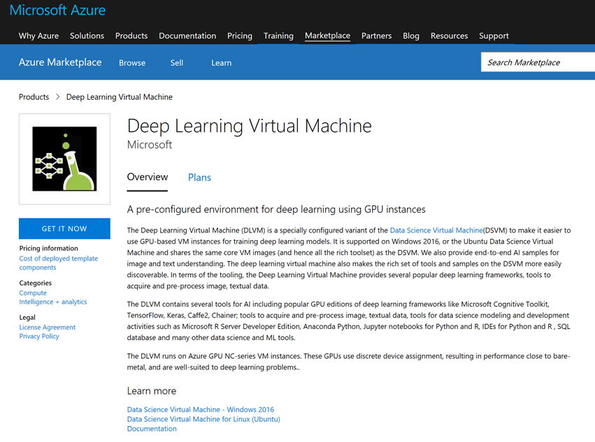 Microsoft Deep Learning Virtual Machine | Microsoft Community Hub