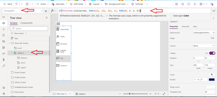 Create a responsive menu navigation bar in Canvas Power Apps using ...