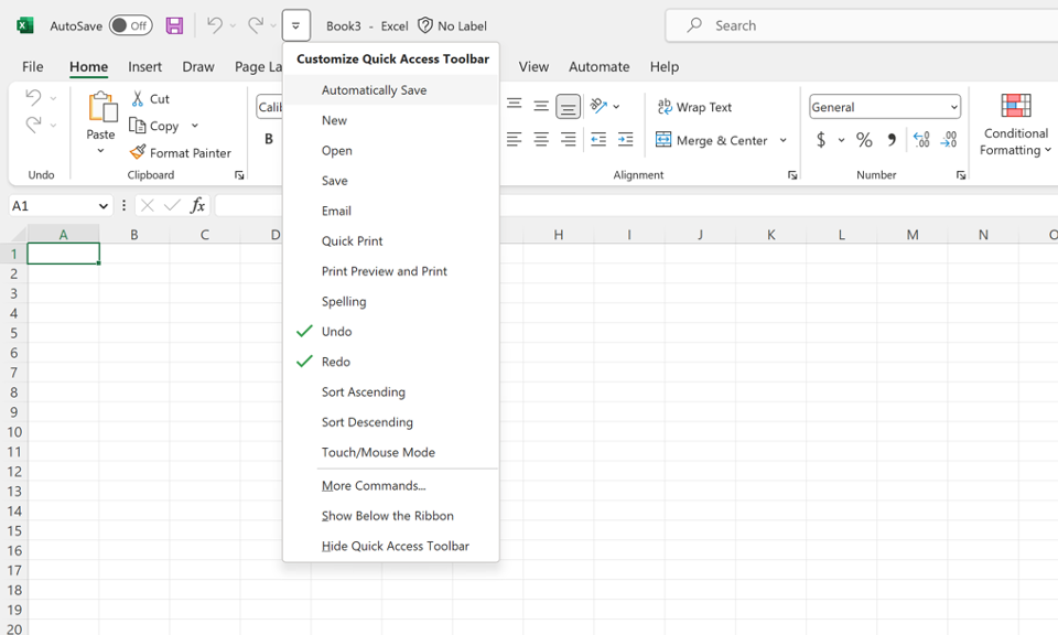 Customizable Quick Access Toolbar