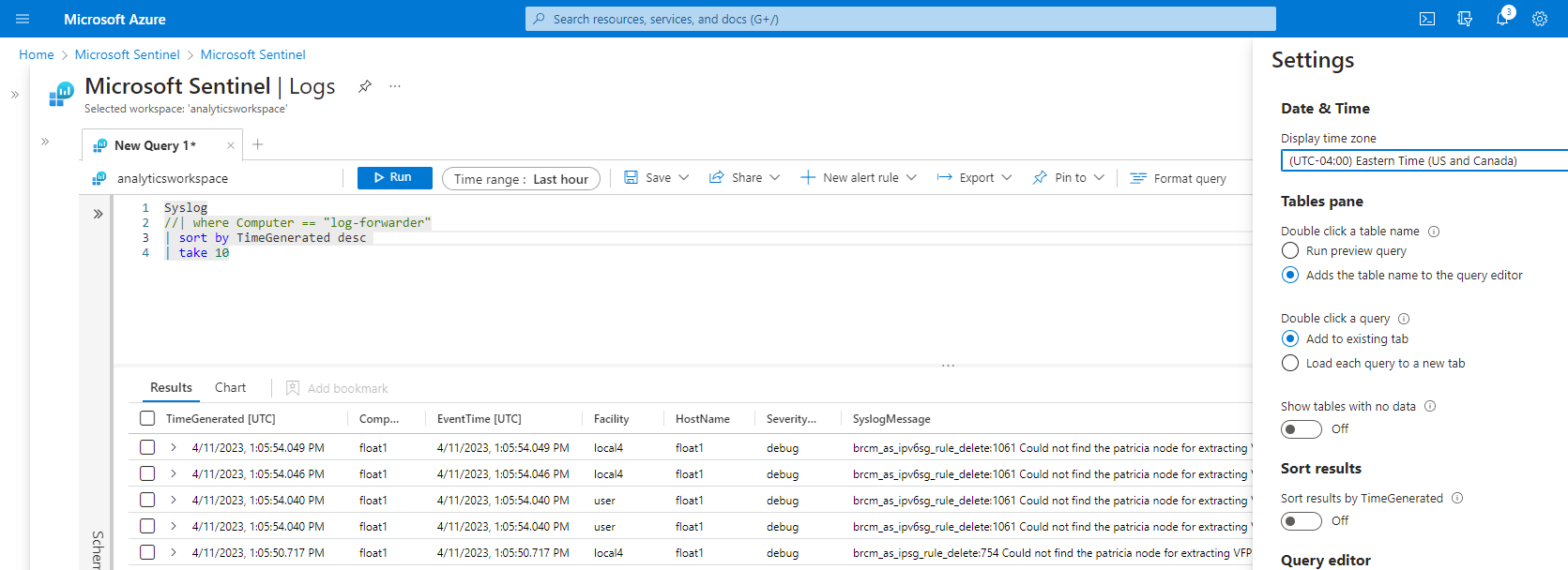 Microsoft Sentinel Logs "Display Timezone" does not work as expected ...