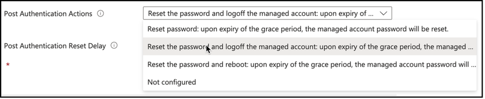 Snippet from Policy Creation, Post Authentication Actions Setting