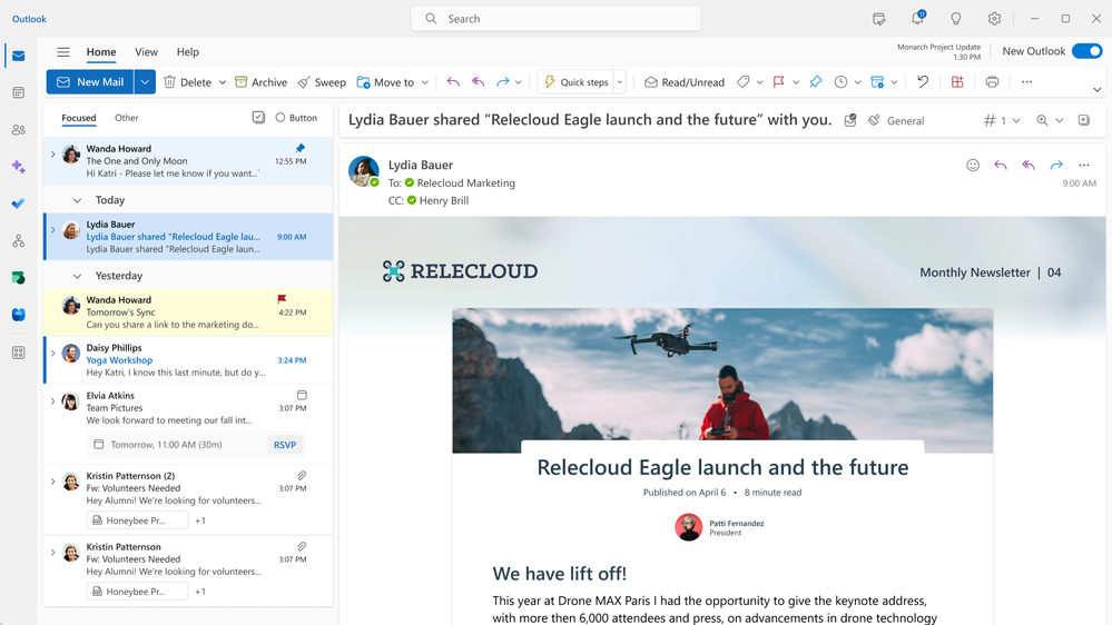 Readers can consume SharePoint pages without leaving Outlook.