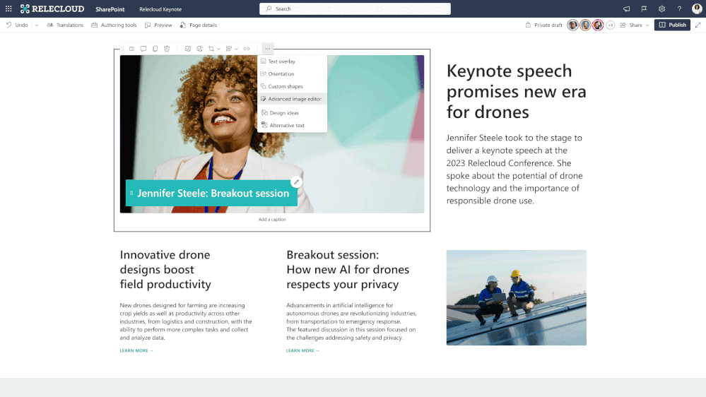 The new image editor enables to your pages to take advantage of eye catching visuals.