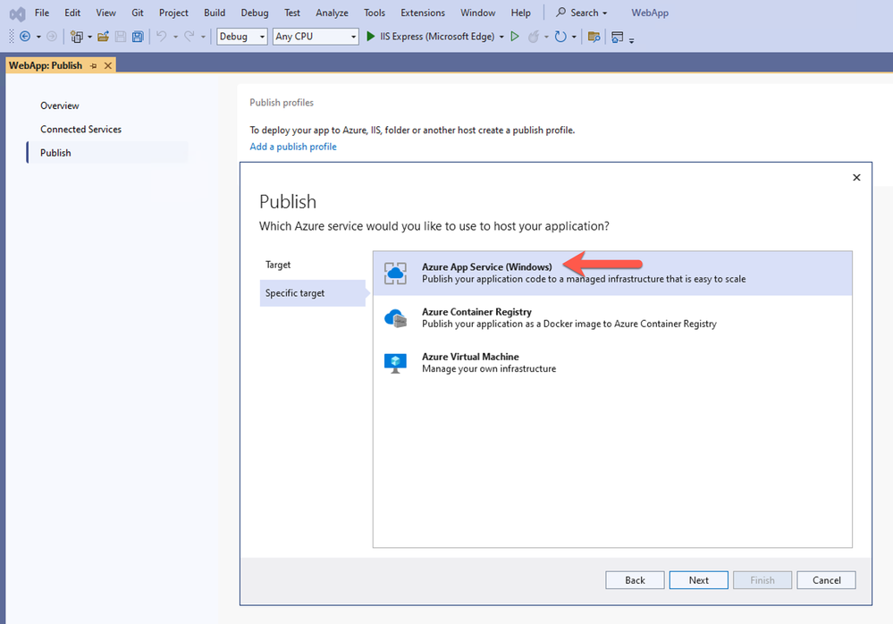 Deployment target selection #2 within Visual Studio