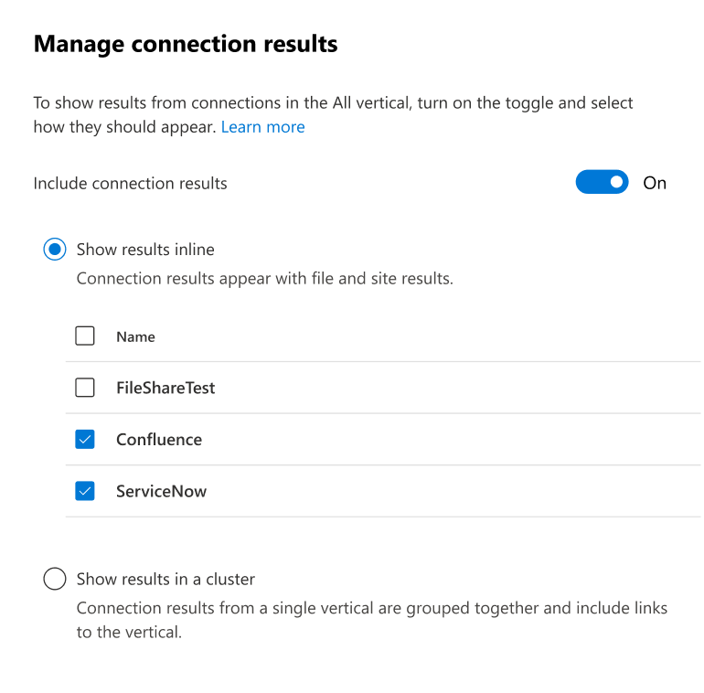 Microsoft Search Graph connectors brings results from external sources together with all search results.