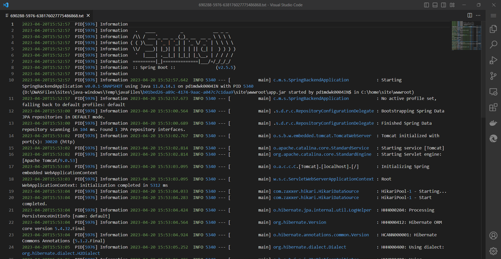 Example log file