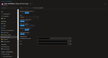 App Service Logs (Windows)