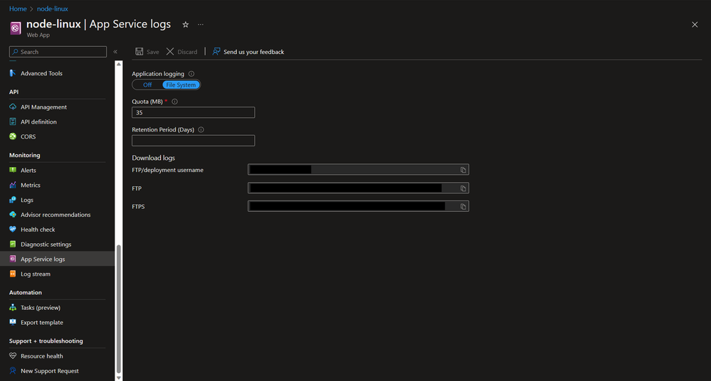 App Service Logs (Linux)