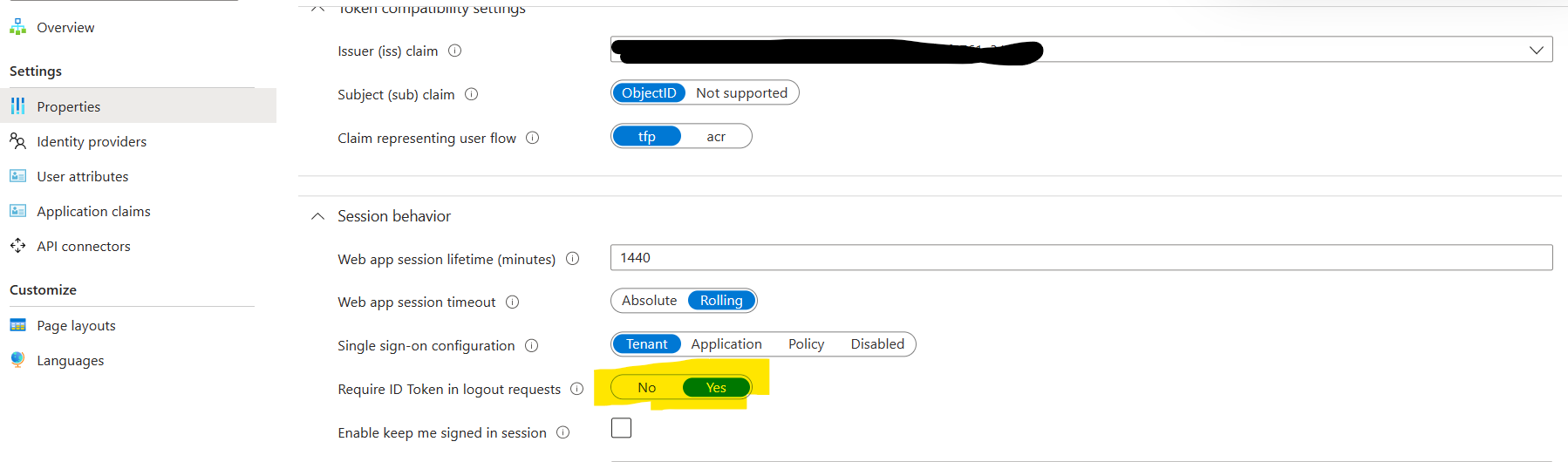 Azure B2C Signout (AADB2C90272: the id_token_hint parameter has